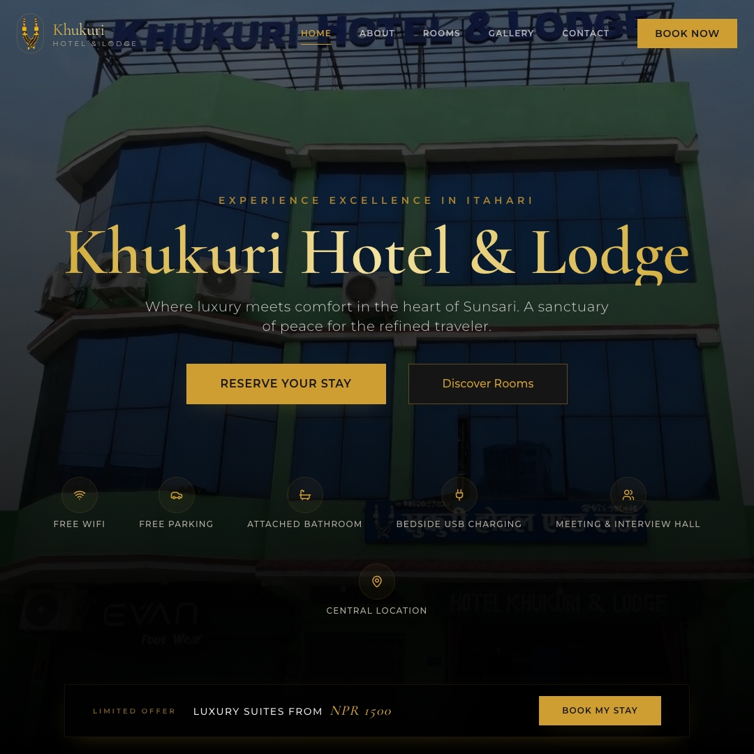 Khukuri Hotel & Lodge by Manoj Shrestha - Next.js Tailwind CSS EmailJS project